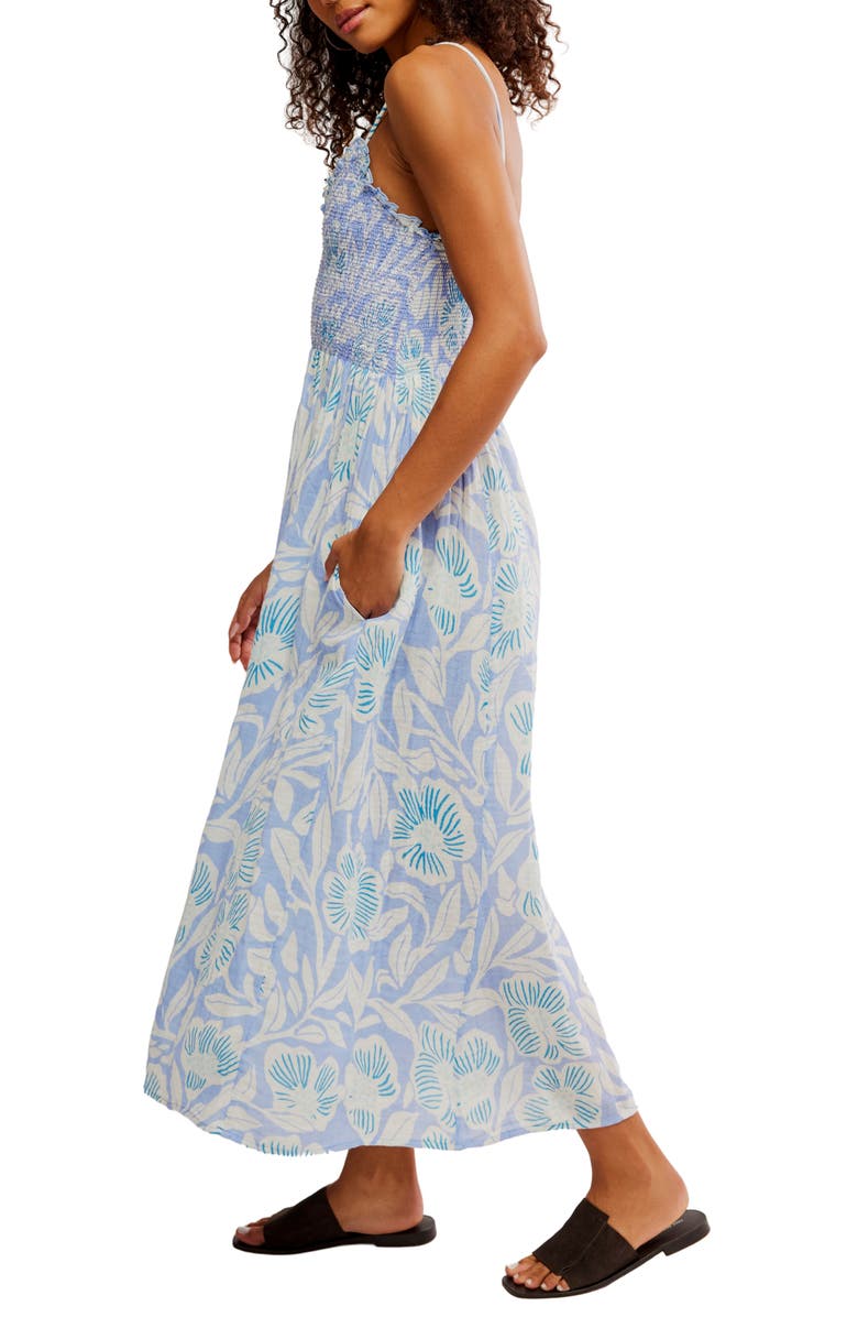 Free People Sweet Nothings Floral Print Sleeveless Maxi Sundress, Alternate, color, Blue Vista Combo