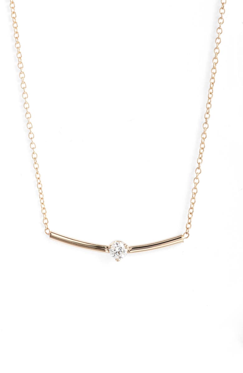 Zoë Chicco Prong Set Diamond Bar Pendant Necklace, Main, color,