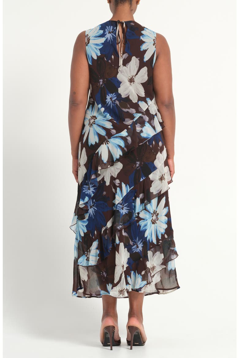 Aveline Floral Print Sleeveless Dress, Alternate, color, CHOCOLATE SKY
