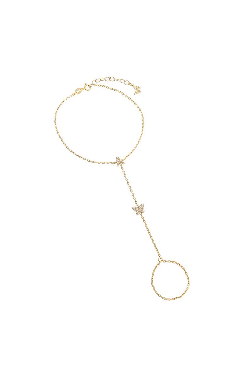 BY ADINA EDEN Pave Butterfly Initial Hand Chain, Main, color, Gold - G