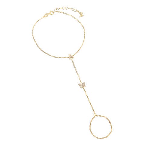 Pave Butterfly Initial Hand Chain