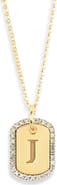 MESHMERISE Diamond Initial Dog Tag Pendant Necklace