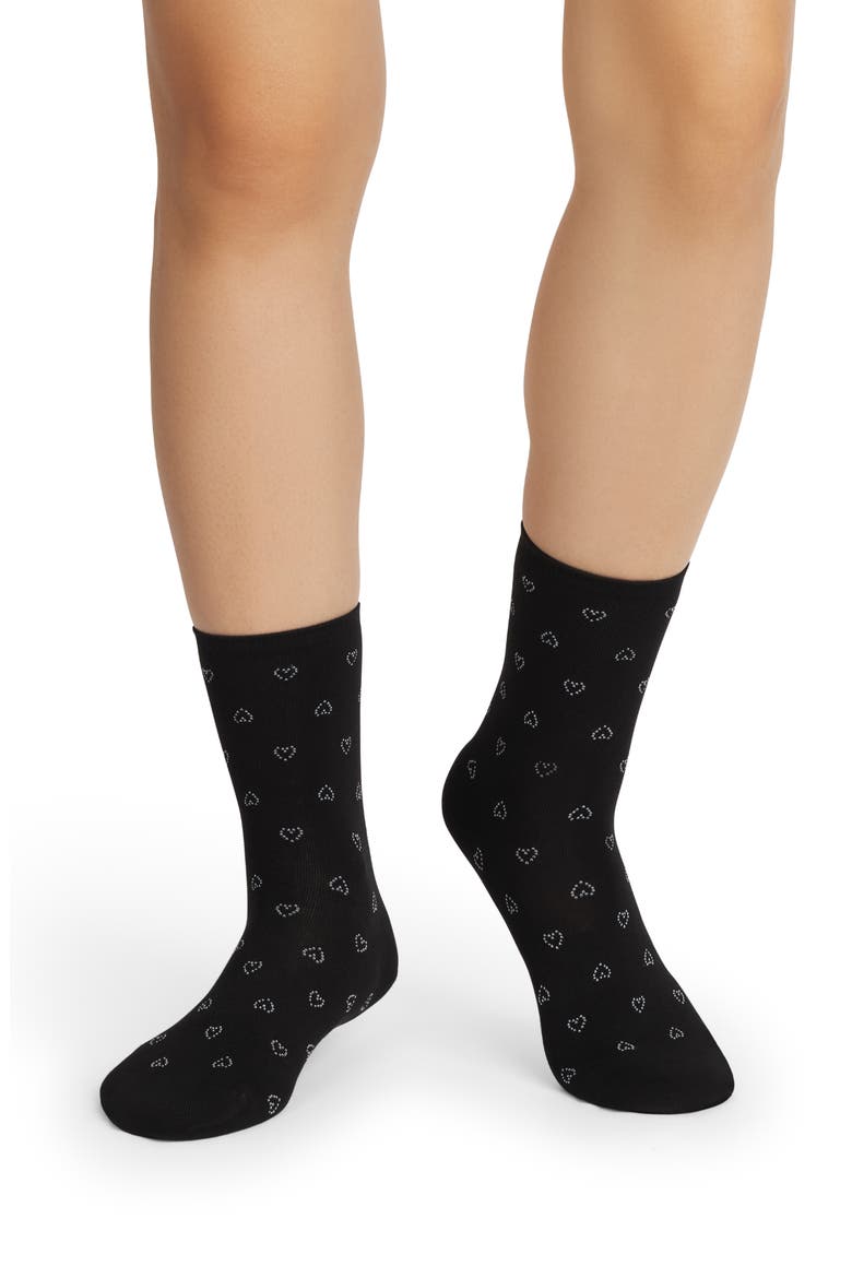 Valentines Heart Crew Socks, Alternate, color, BLACK HEART