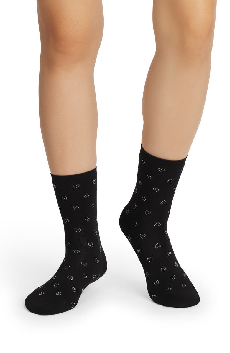 Bombas Valentines Heart Crew Socks, Alternate, color, Black Heart