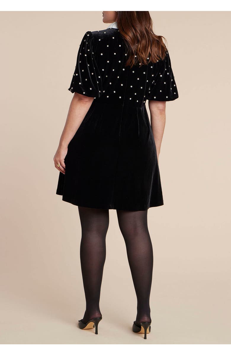 ELOQUII Embellished Puff Sleeve Mini Dress, Alternate, color, Black Onyx