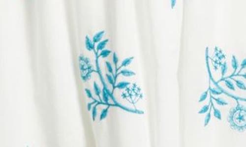 Charles Henry Floral Embroidery Smock Waist Cotton Dress In White