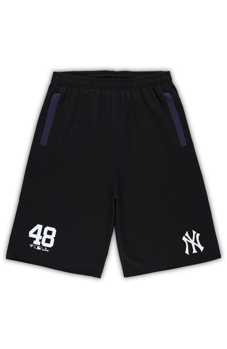 PROFILE Men's Anthony Rizzo Black New York Yankees Big & Tall Stitched Double-Knit Shorts, Main, color, Black