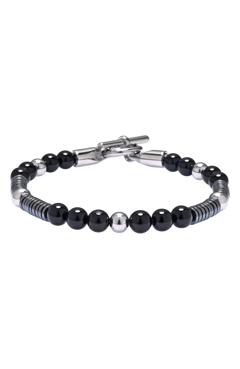 EYE CANDY LOS ANGELES Men's Midnight Agate Beaded Bracelet, Main, color,