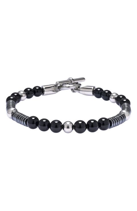 Men's Midnight Agate Beaded Bracelet