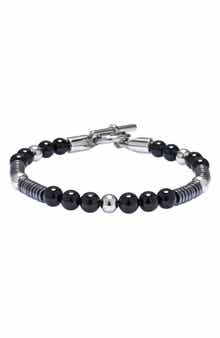 Men's Midnight Agate Beaded Bracelet