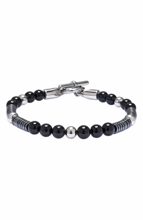 EYE CANDY LOS ANGELES Men's Midnight Agate Beaded Bracelet