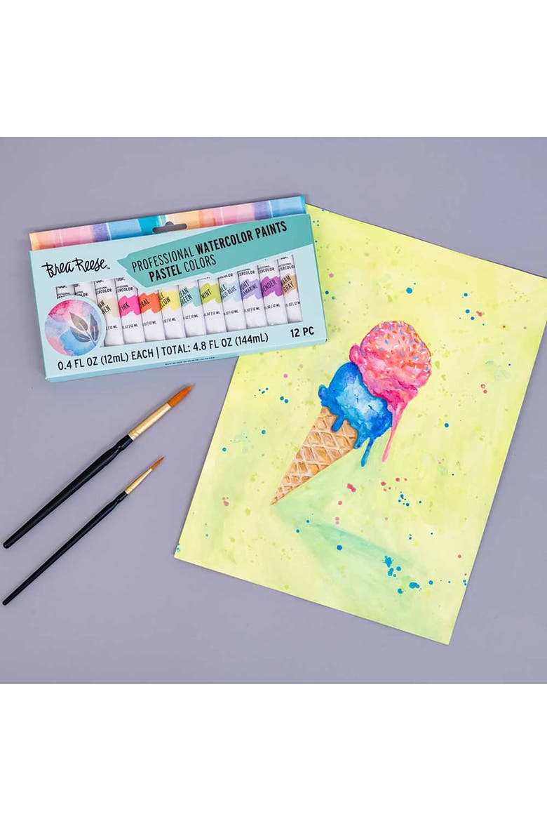 Professional Watercolor Paint Set Pastels 12 Tubes, Alternate, color, Multicolored