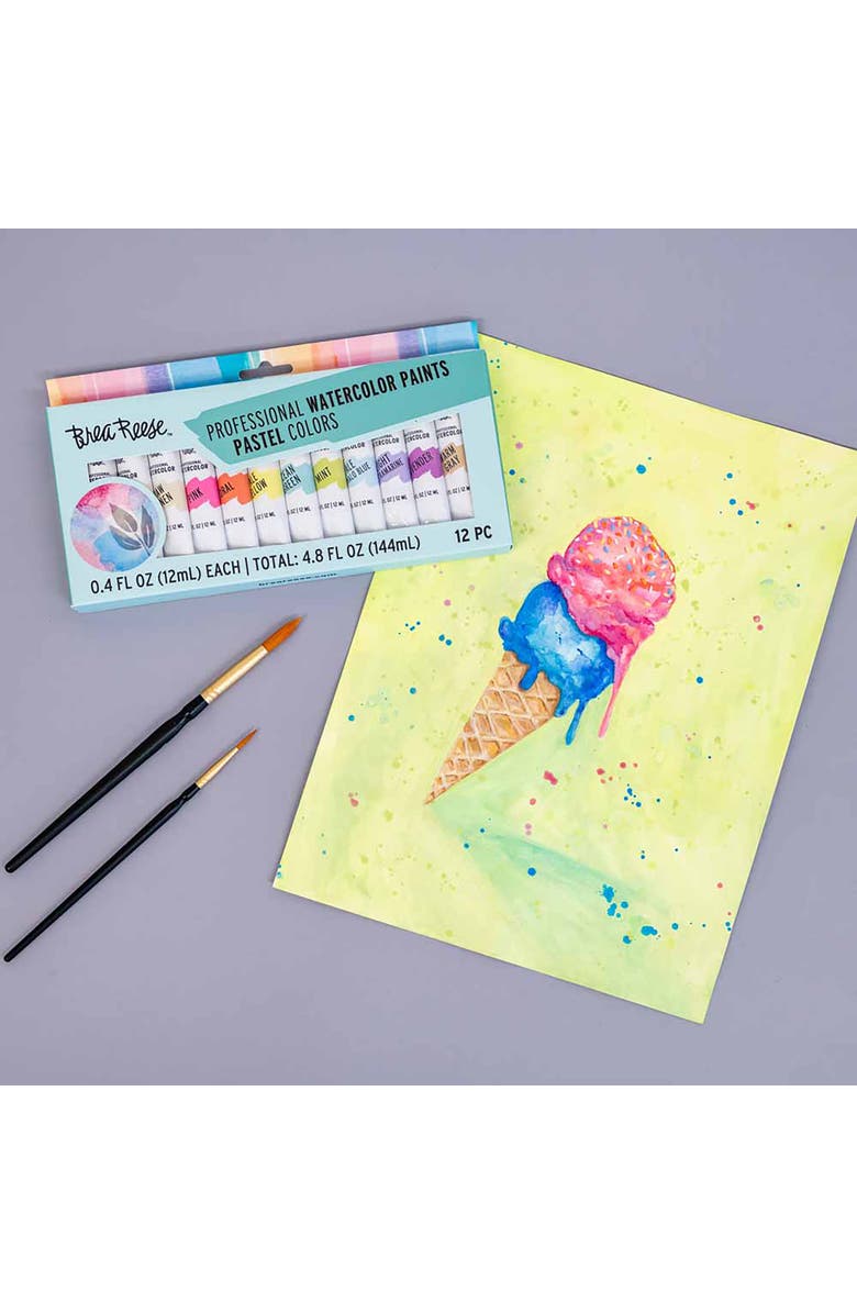 Brea Reese Professional Watercolor Paint Set Pastels 12 Tubes, Alternate, color, Multicolored