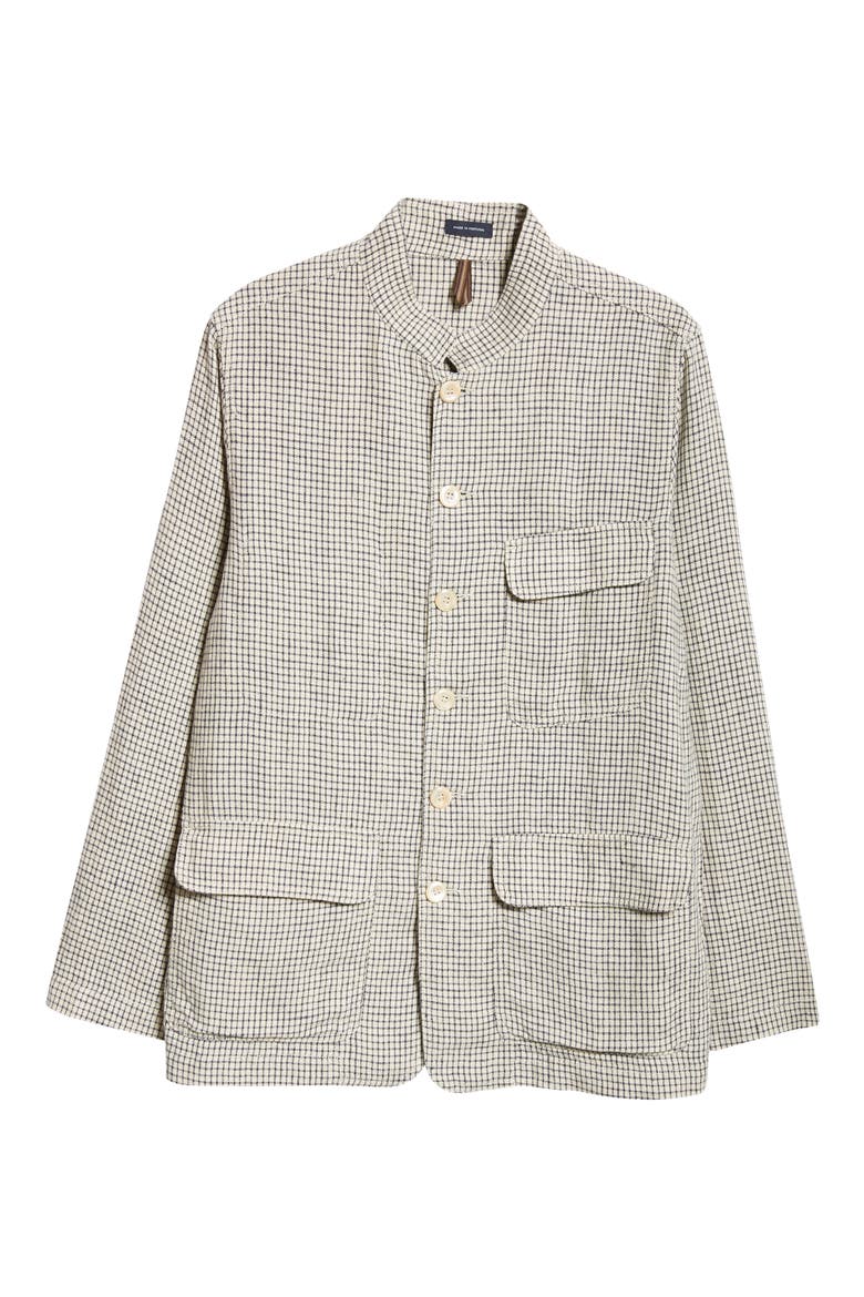 Check Linen Forestiere Jacket, Alternate, color, ECRU AND NAVY