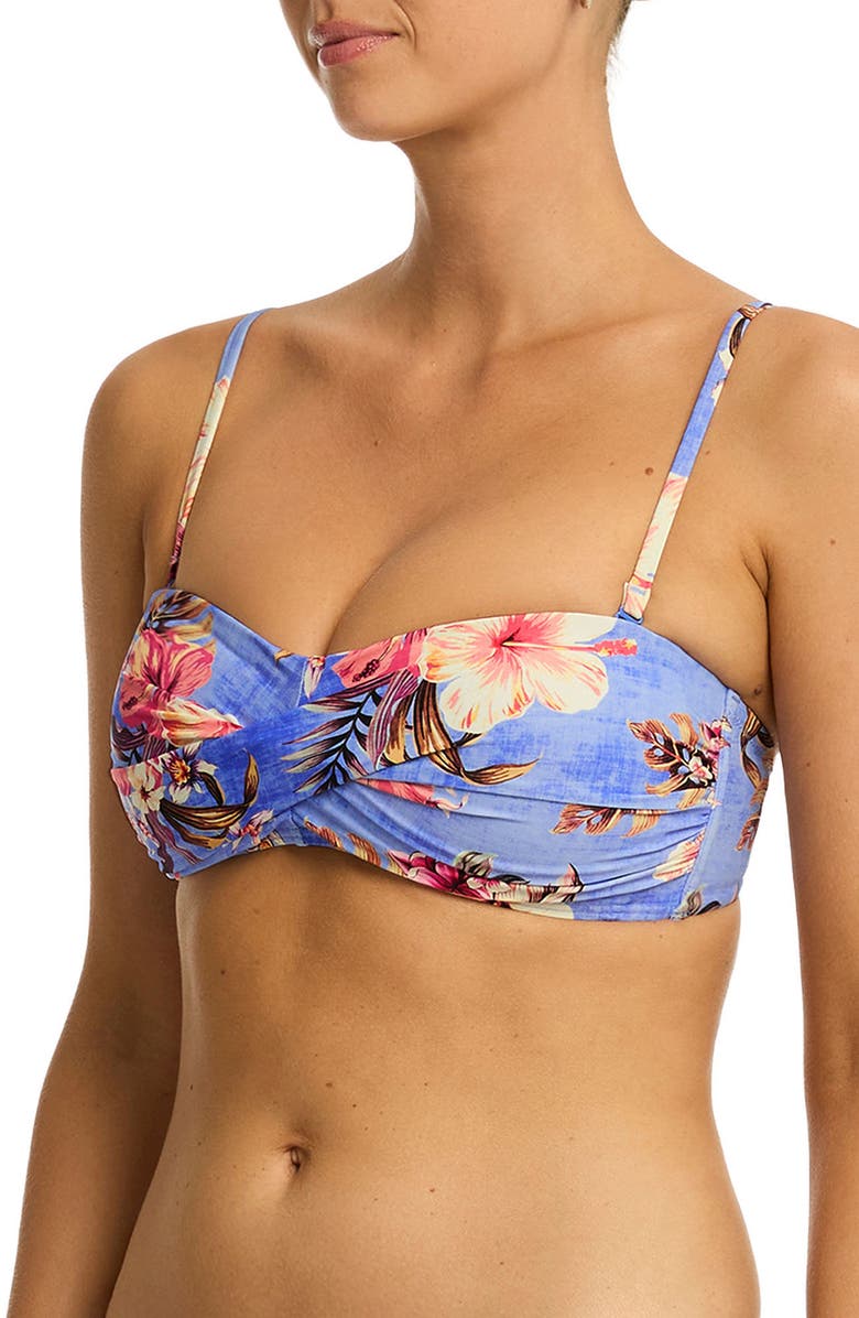 Sea Level Blue Hawaii Twist Bikini Top, Alternate, color, Iris