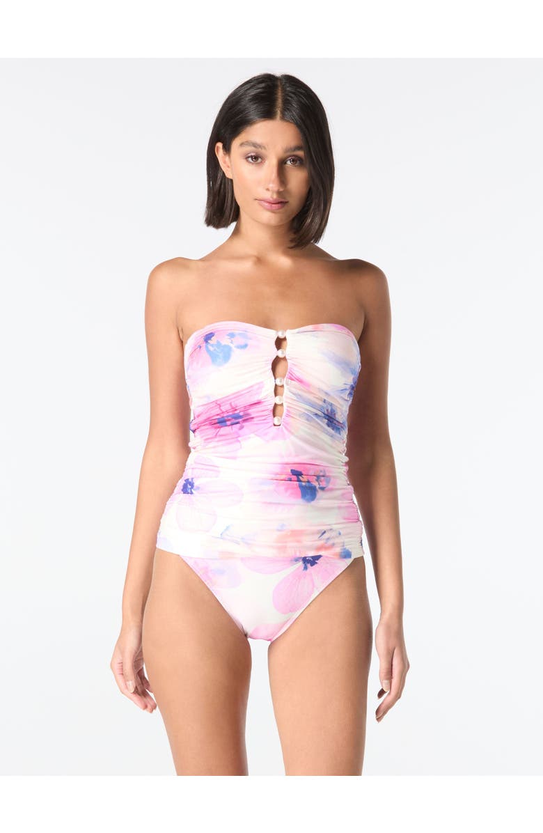 Carmen Marc Valvo Shirred Bandeau Tankini Top, Main, color, White