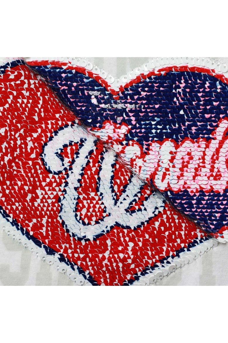 Girls Youth New Era White Washington Nationals Flip Sequin Heart Crop Top, Alternate, color, White