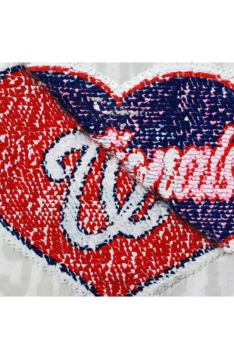 New Era Girls Youth New Era White Washington Nationals Flip Sequin Heart Crop Top, Alternate, color, White