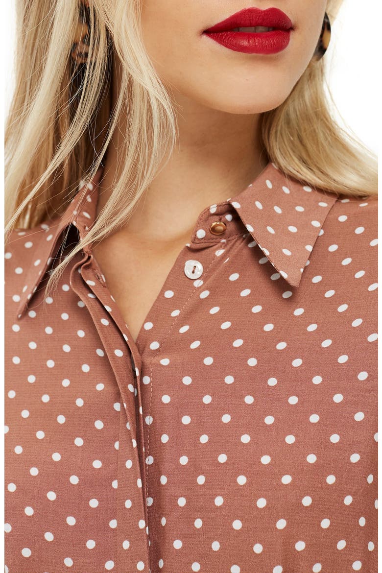 Spot Pleat Shirtdress, Alternate, color, RUST