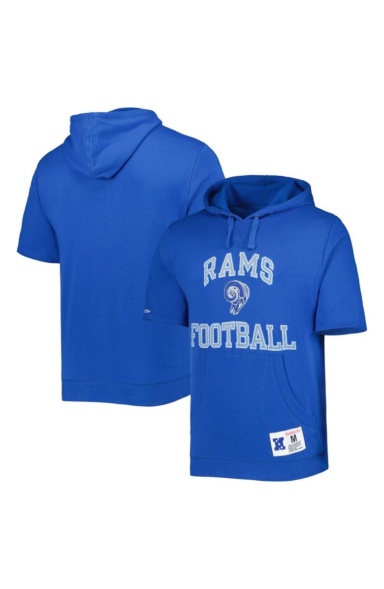 Mitchell & Ness Men's Mitchell & Ness Royal Los Angeles Rams Washed Short Sleeve Pullover Hoodie, Alternate, color, Royal