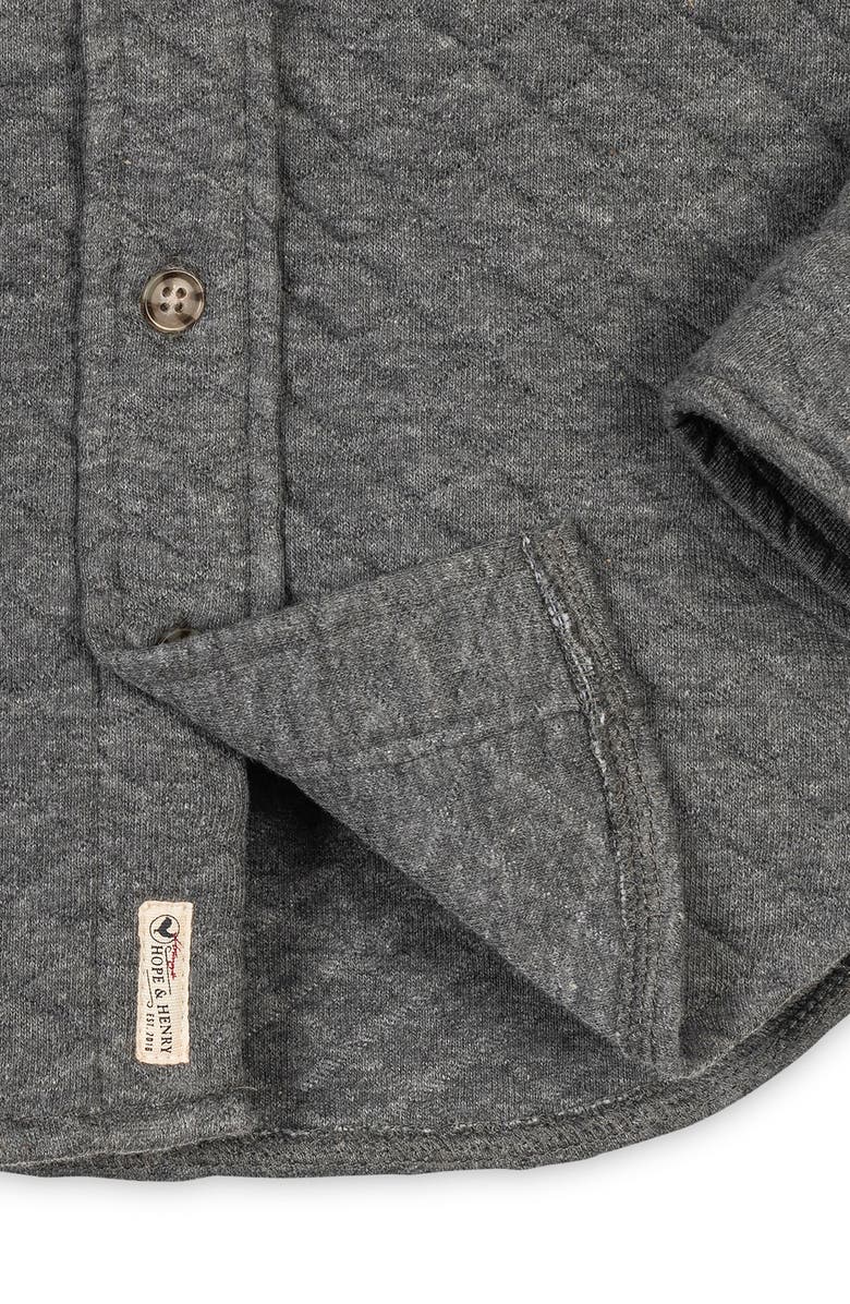 Hope & Henry Kids' Long Sleeve Quilted Button Down Shirt Jacket, Alternate, color, Quilted Dark Gray Heather