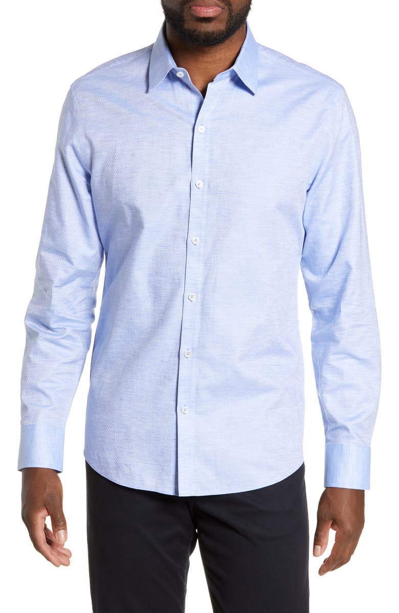 Zachary Prell Alfano Regular Fit Cotton & Linen Shirt, Main, color,