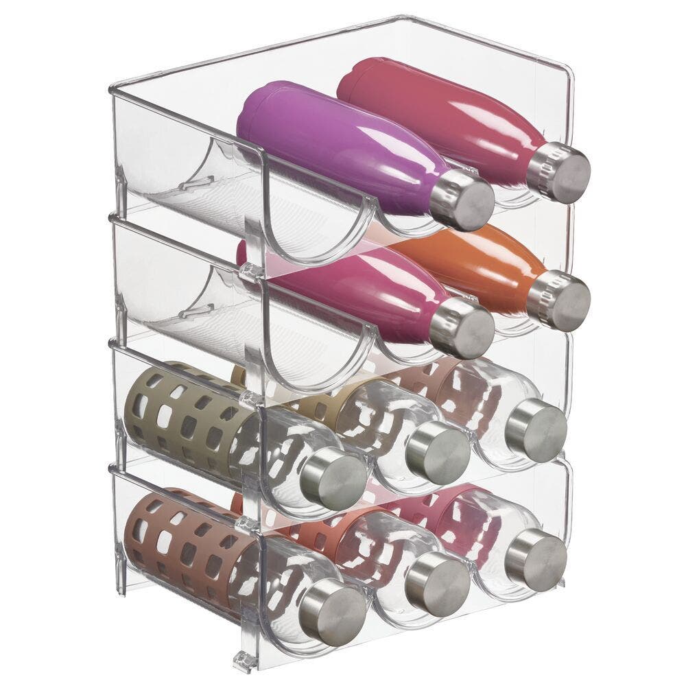 mDesign Plastic Free-Standing Stackable Bottle Storage Rack, 2 Pack in Clear 