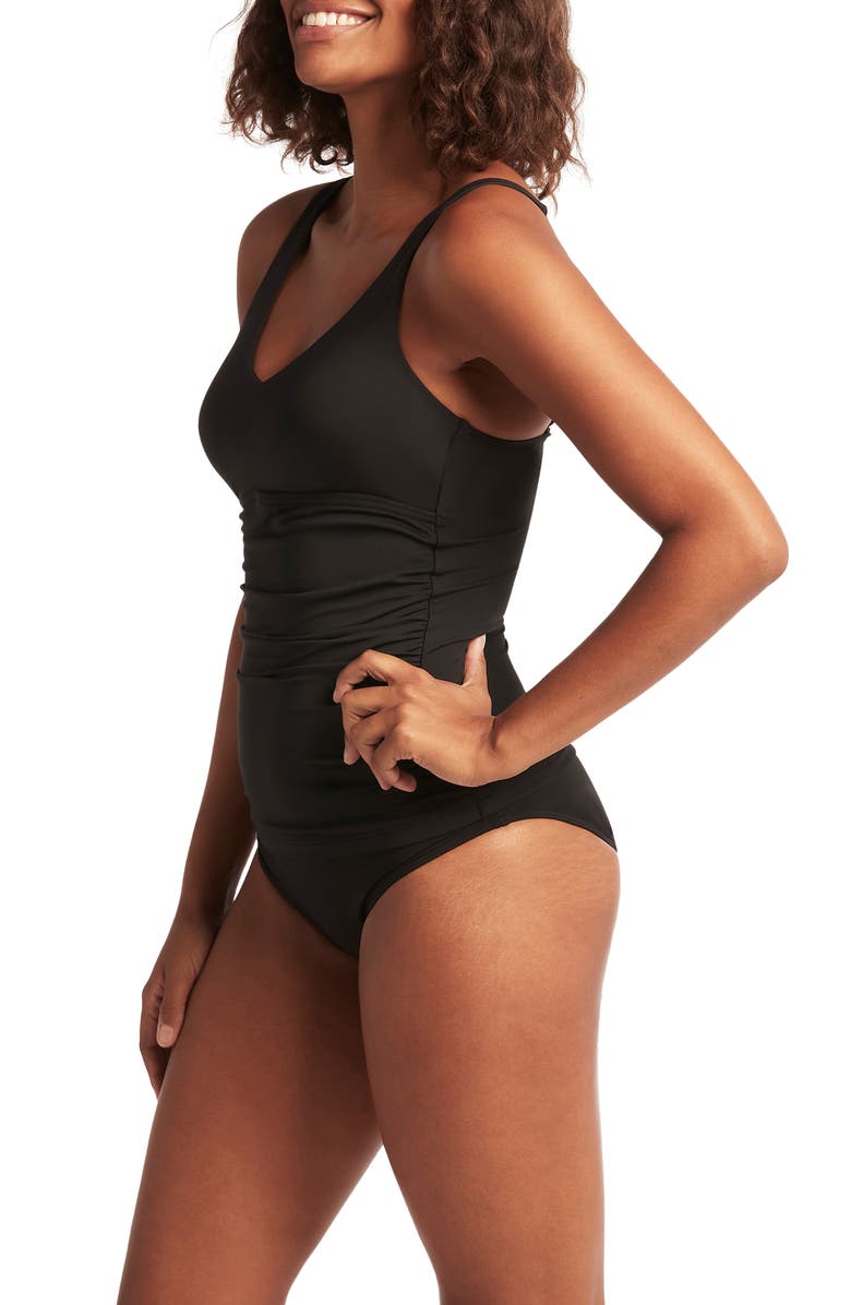 Sea Level Singlet D- & DD-Cup Tankini Top, Alternate, color, Black