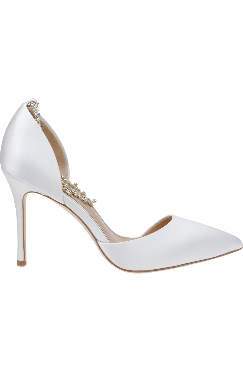 HARLO Australia Daniela - Satin Bridal Pointed Toe Stiletto with Crystal Ankle Strap, Main, color, Soft White Satin