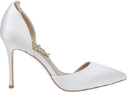 HARLO Australia Daniela - Satin Bridal Pointed Toe Stiletto with Crystal Ankle Strap