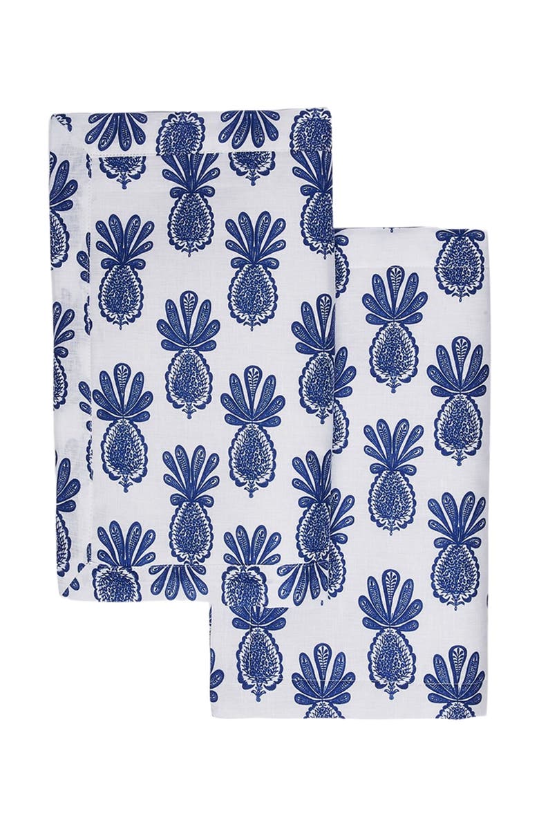 La DoubleJ Placemats Set Of 2 (35X45) Pineapple Blue, Alternate, color, Pineapple Blue