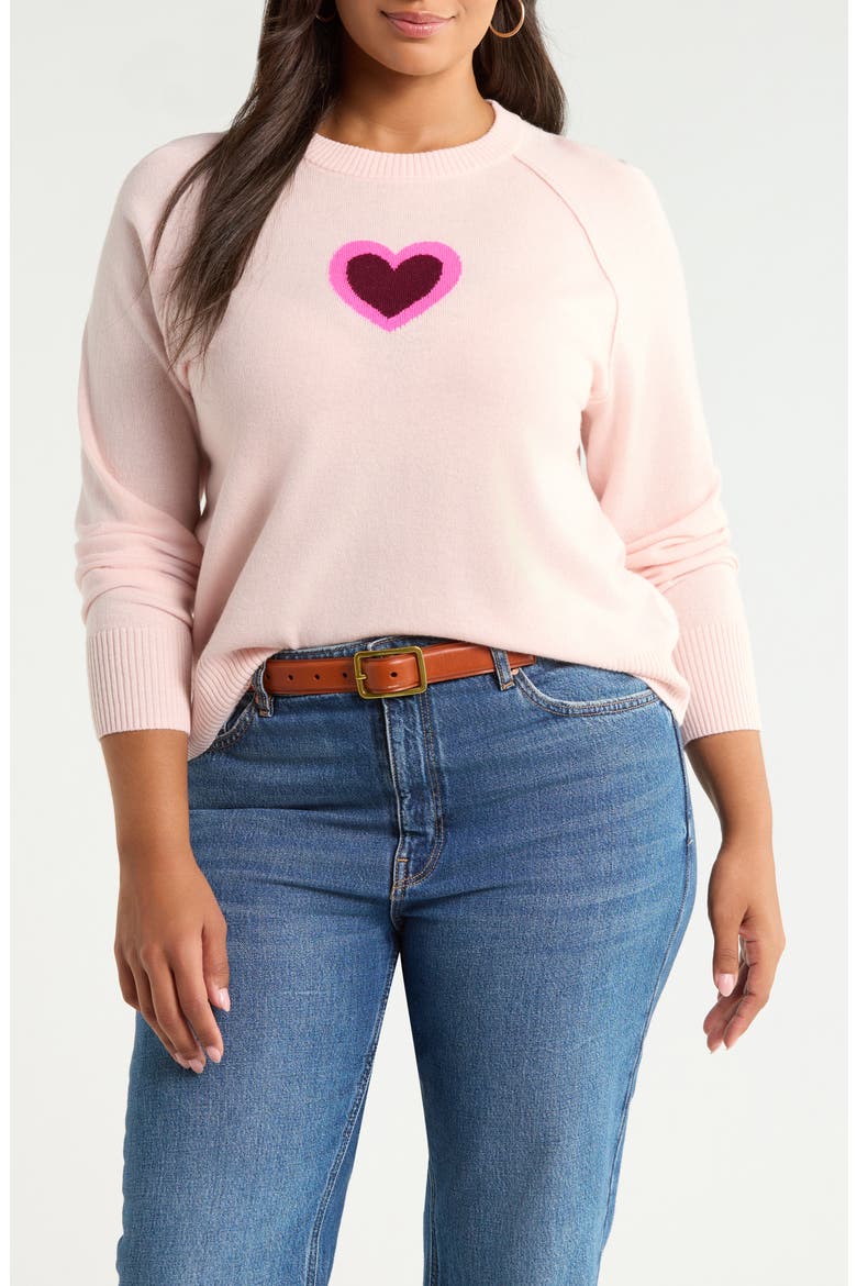 Heart Intarsia Wool & Cashmere Sweater, Main, color, PINK LAYERED HEART