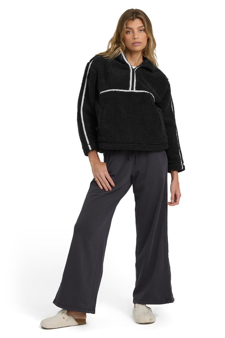 Getting Warm Faux Shearling Half Zip Pullover, Alternate, color, BLACK SANDS