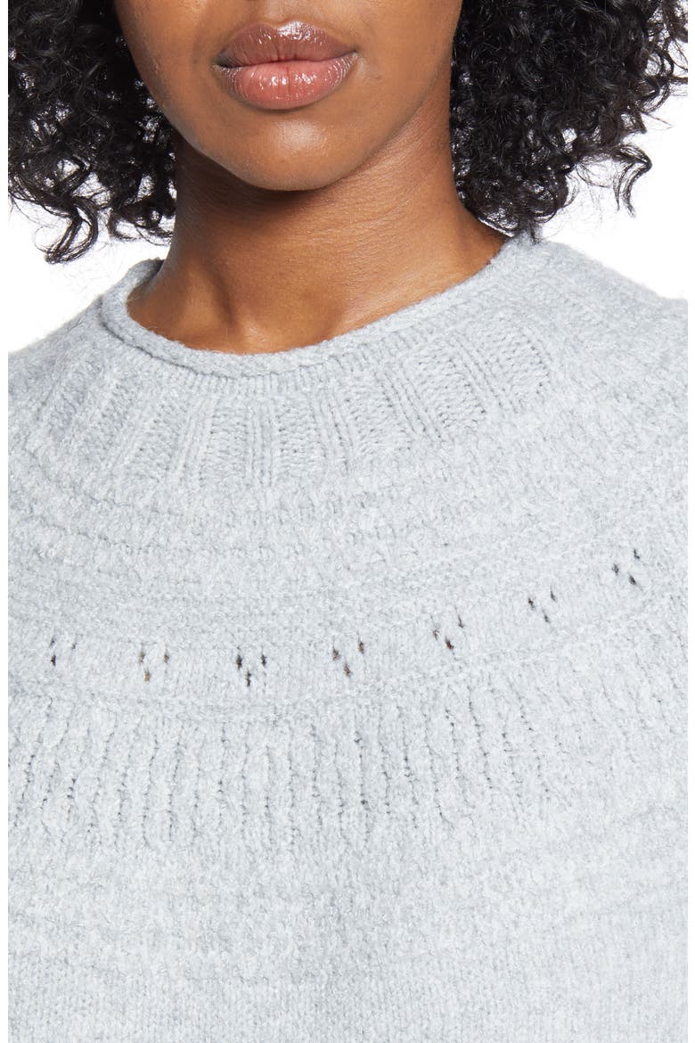 Stitch Detail Pullover, Alternate, color, GREY HEATHER