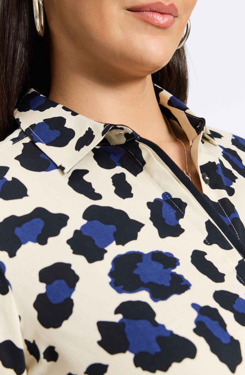 Foxcroft Charlie Leopard Print Cotton Button-Up Shirt, Alternate, color, 