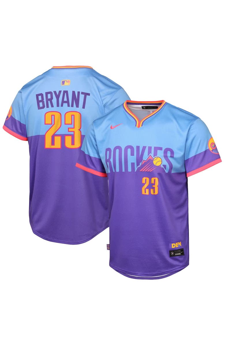 Nike Youth Nike Kris Bryant Purple/Light Blue Colorado Rockies 2025 City Connect Limited Player Jersey, Main, color, Purple
