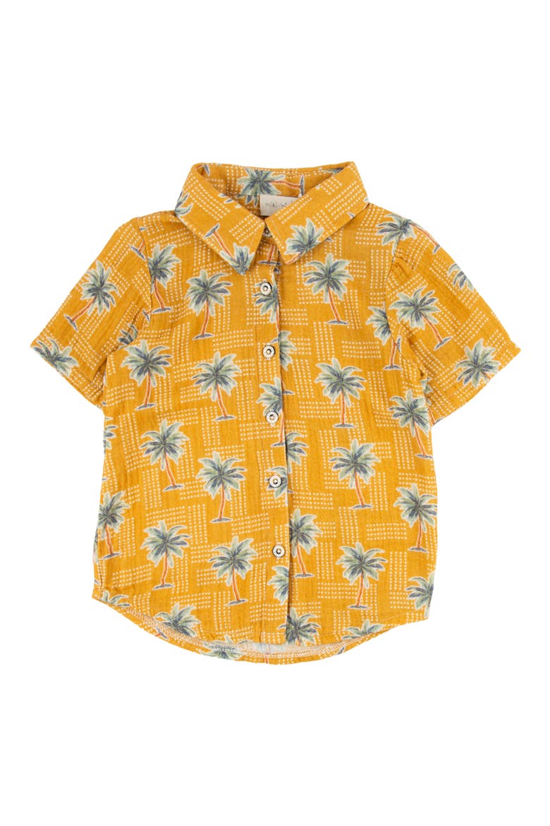 Kids' Jerry Palm Tree Print Short Sleeve Cotton Button-Up Shirt, Main, color, TRADER SAM
