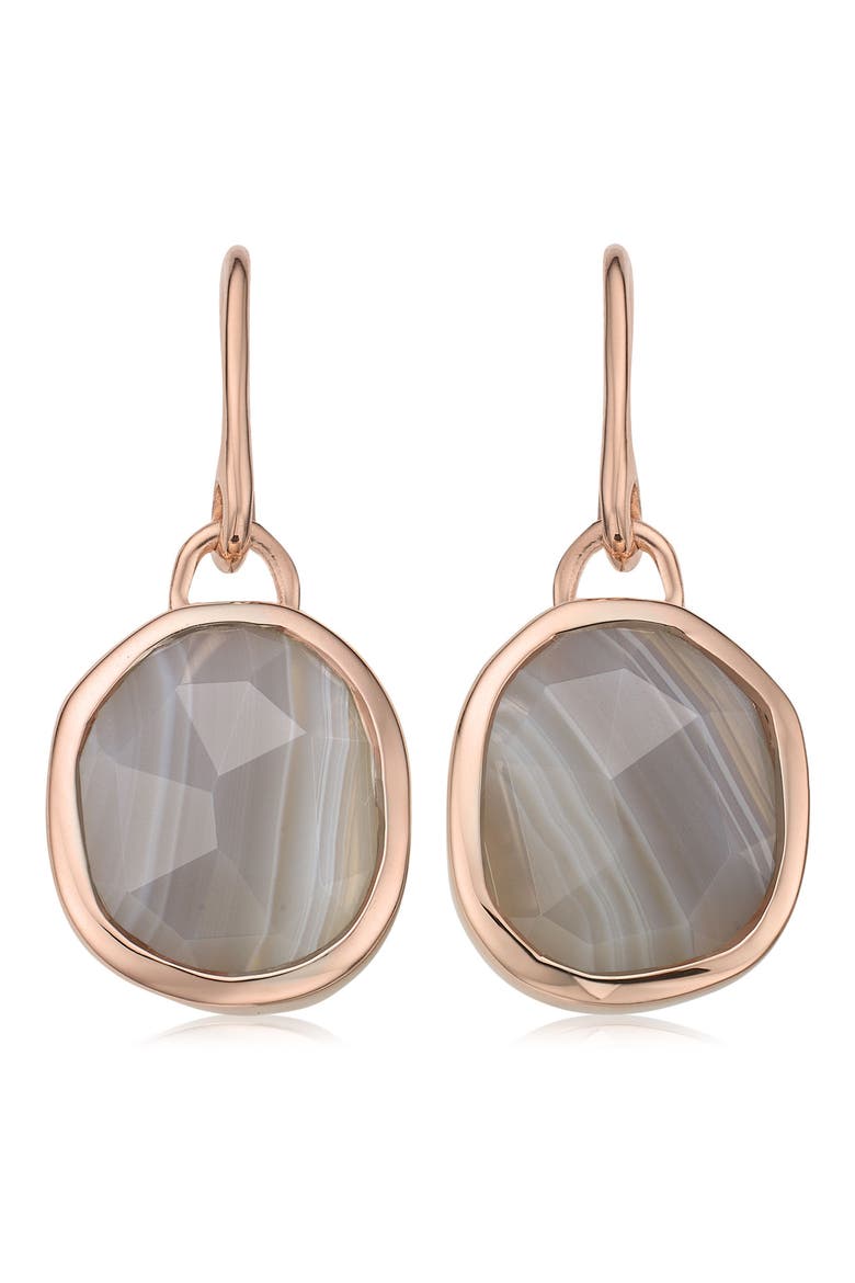 Siren Semiprecious Stone Drop Earrings, Main, color, GREY AGATE/ ROSE GOLD