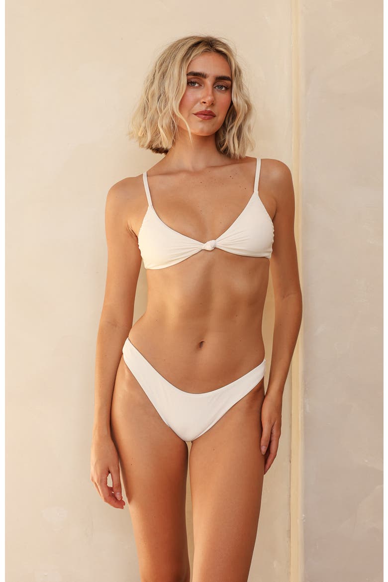 Zen Knotted Triangle Bikini Top, Alternate, color, Ivory