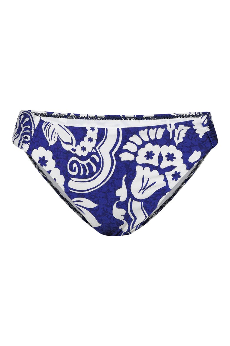 Floral Shirred Side Bikini Bottoms, Alternate, color, ULTRAMARINE
