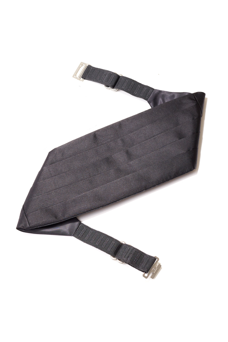 Black Charmeuse Silk Woven Cummerbund, Alternate, color, 58-62 inch waist