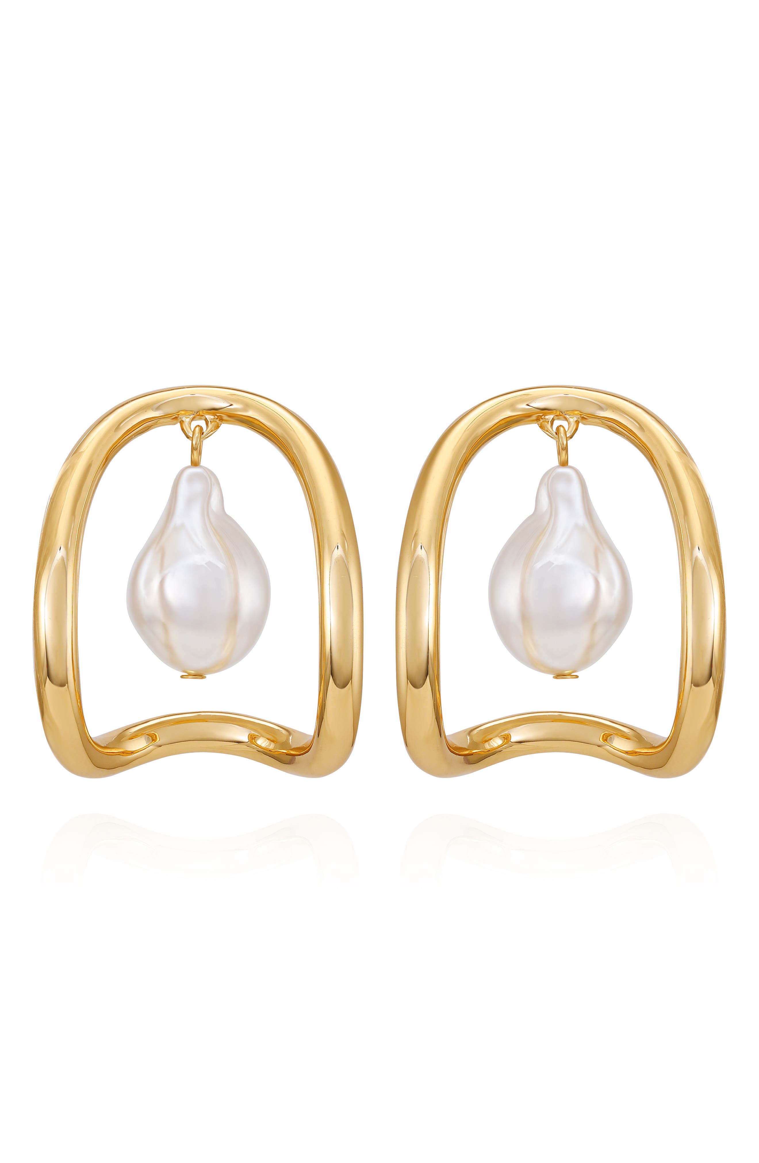 Vince Camuto Faux Pearl Hoop Earrings