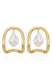 Faux Pearl Hoop Earrings