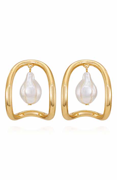 Vince Camuto Faux Pearl Hoop Earrings
