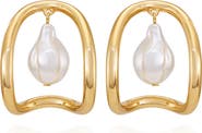 Vince Camuto Faux Pearl Hoop Earrings