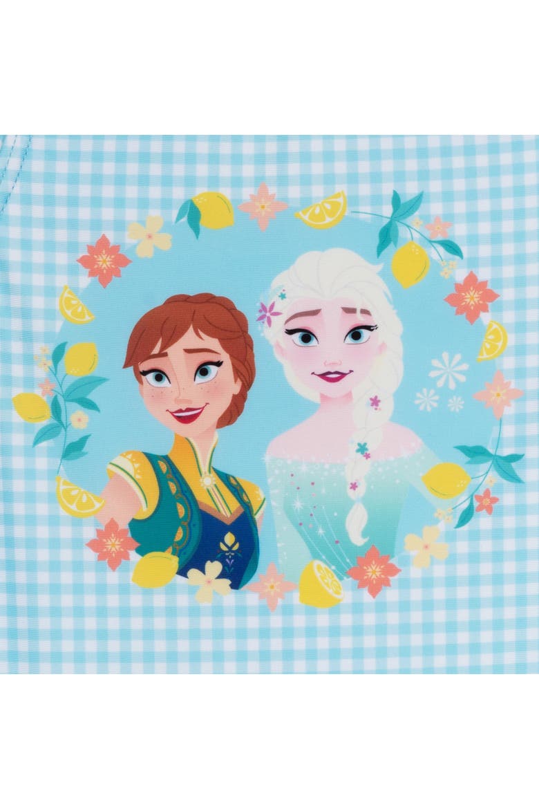 Frozen One Piece Swimsuit and Bucket Hat Set, Alternate, color, Light Blue Anna Elsa