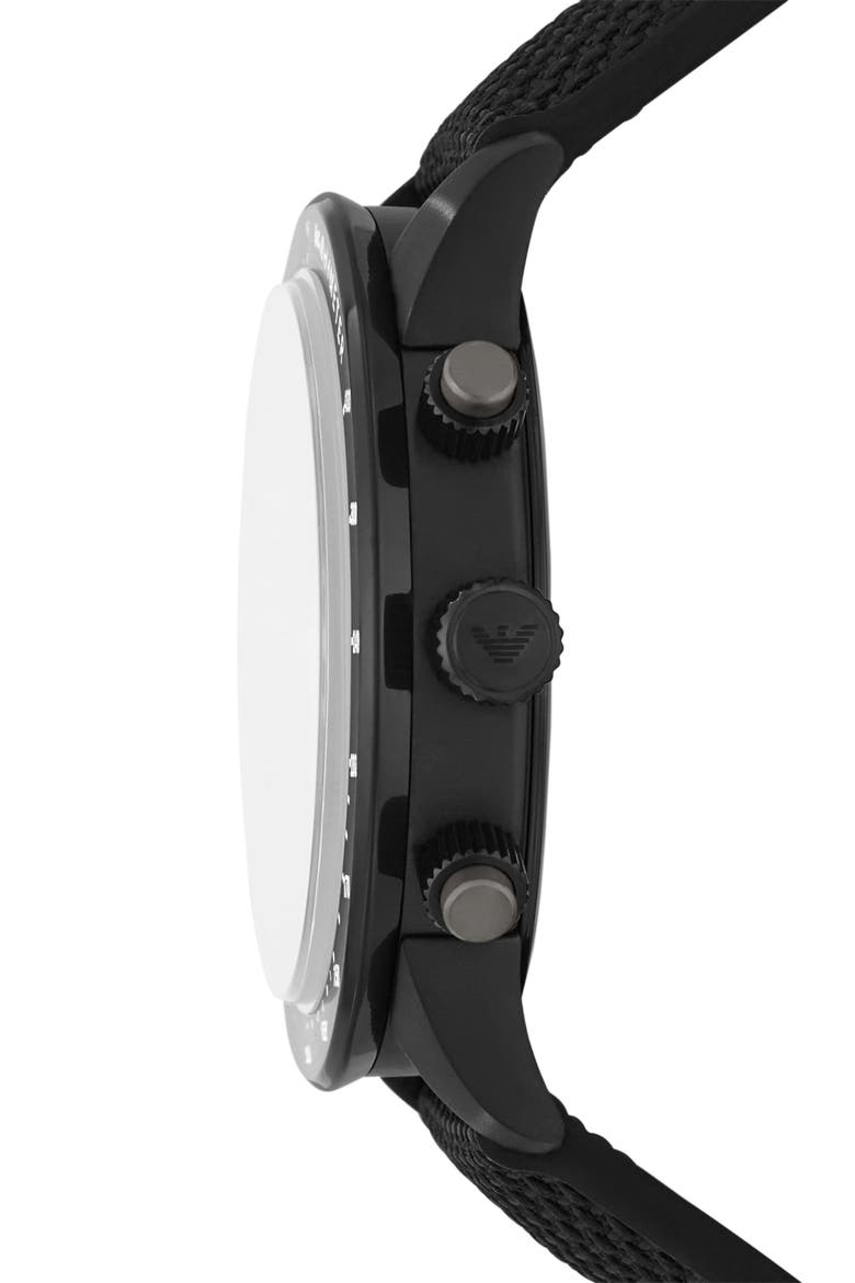 Quartz Chronograph Nylon Strap Watch, 43mm, Alternate, color, BLACK