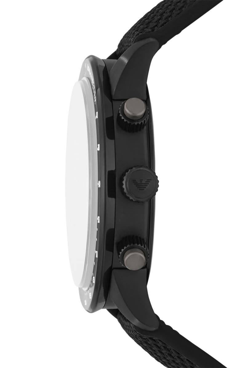 Emporio Armani Quartz Chronograph Nylon Strap Watch, 43mm, Alternate, color,