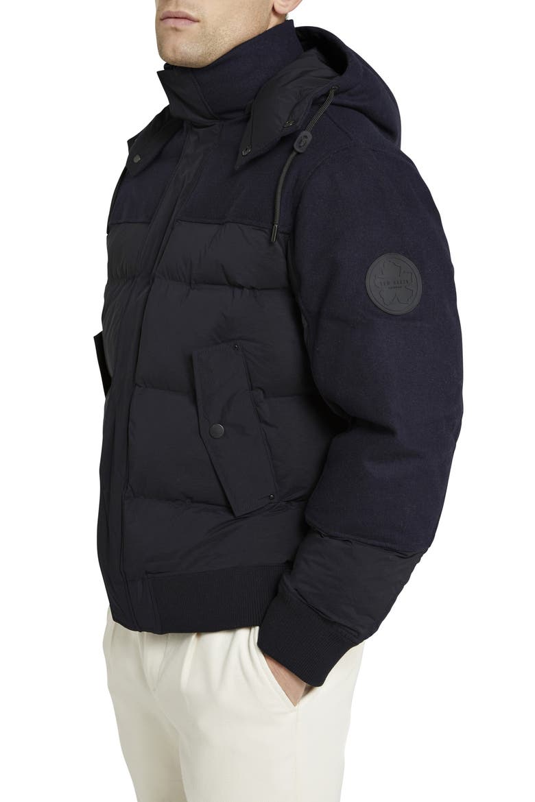 Ventry Puffer Bomber Jacket with Removable Hood, Alternate, color, NAVY