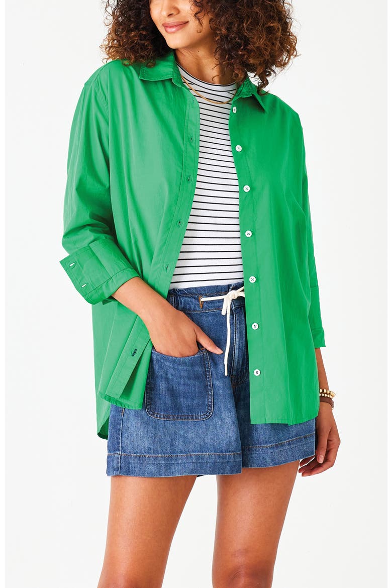 Brontë Relaxed Button Up Shirt, Alternate, color, Lucky Green